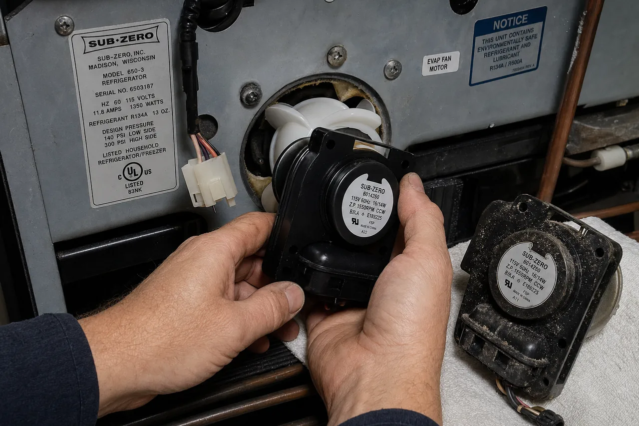 Close-up of an OEM appliance part replacement
